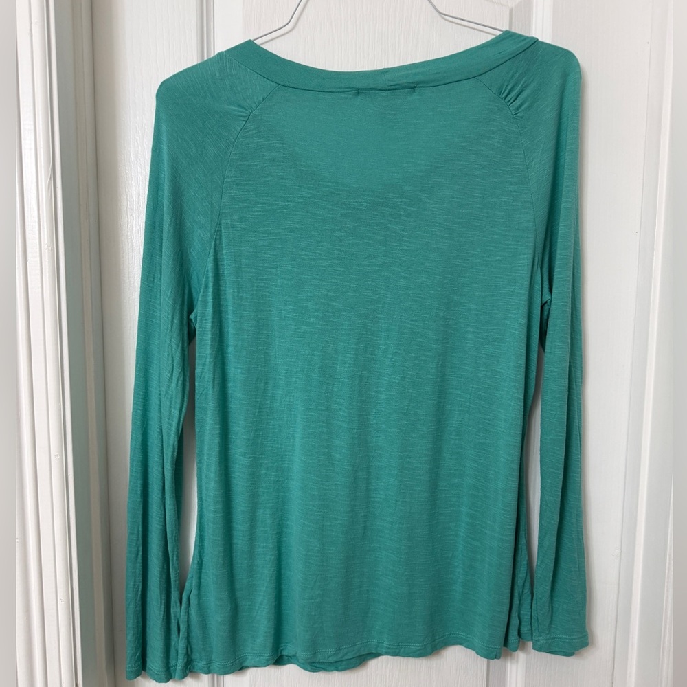 Kenneth Cole New York  Teal Ruched Scoop Neck Long Sleeve Size XL - Picture 5 of 5